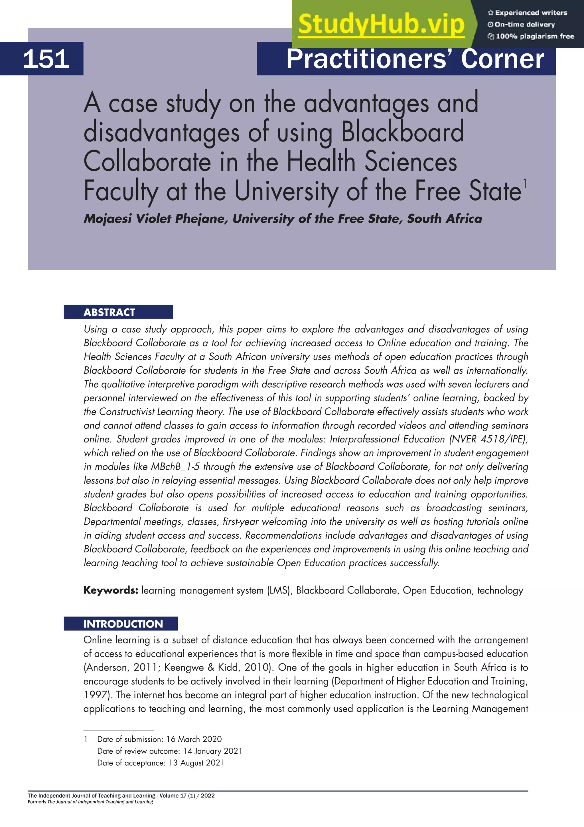 A Case Study On The Advantages And Disadvantages Of Using Blackboard ...