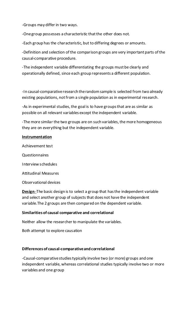 causal comparative research sample size