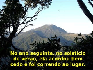 No ano seguinte, no solstício de verão, ela acordou bem cedo e foi correndo ao lugar. 