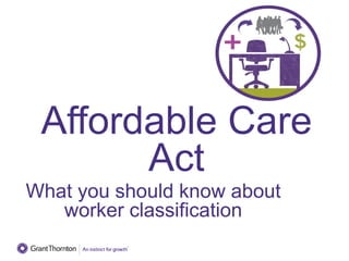Affordable Care
Act
What you should know about
worker classification
 
