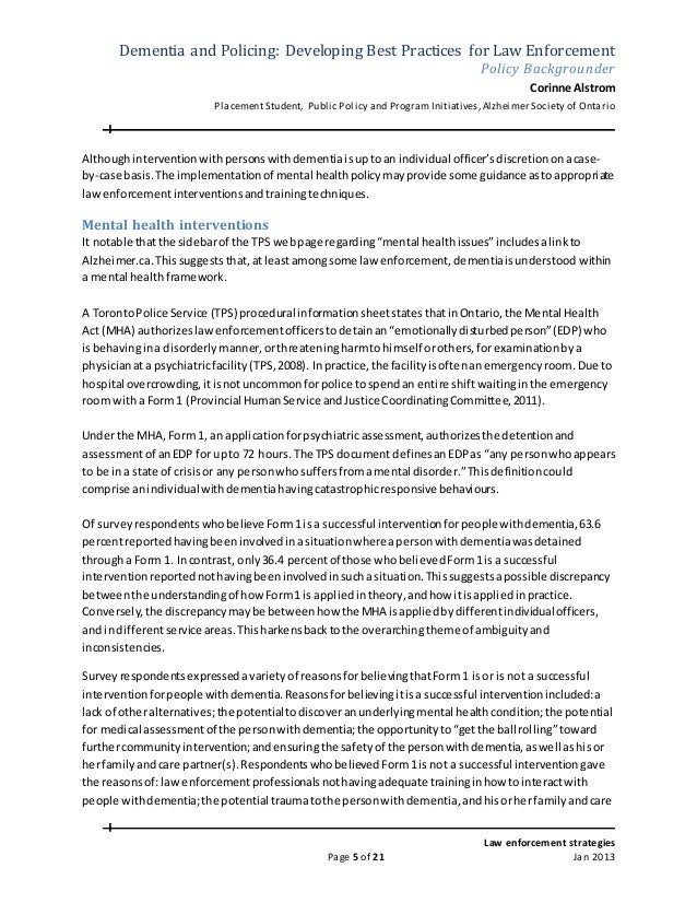 WRITING SAMPLE ADRD and policing policy backgrounder