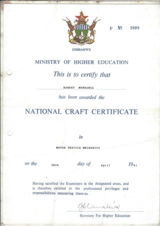 National Craft Certificate