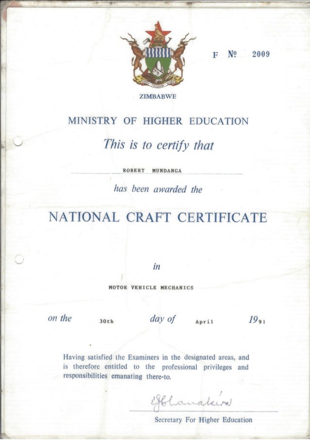 National Craft Certificate