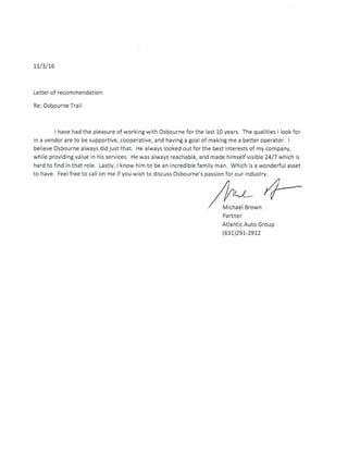 Letter of Recommendation From Michael Brown