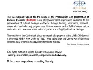 Iccrom Architectural Conservation_Ac b lec 01 | PPTX