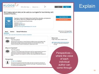 Explain
16
Perspectives –
where the voice
of each
individual
author can
come through
 