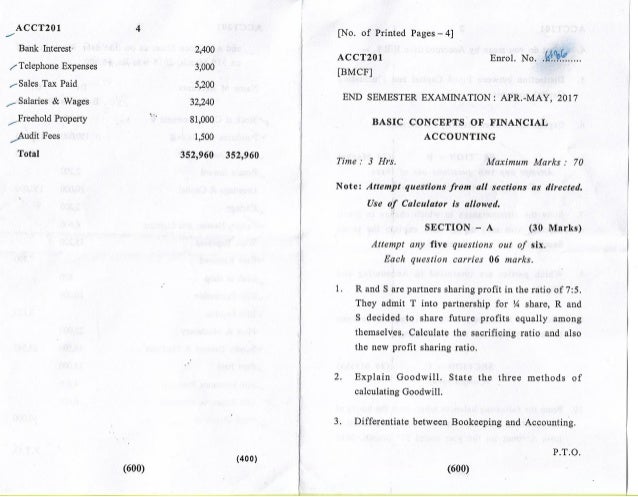 Accounts question paper