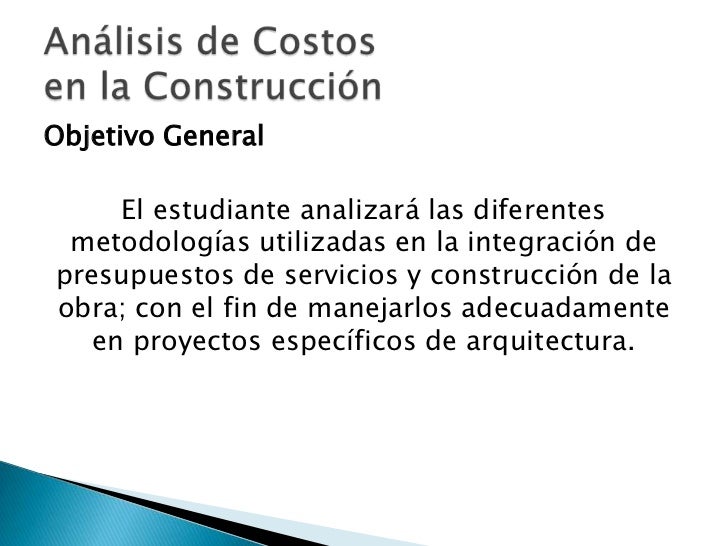 Análisis de Costos en la Construcción (Parte 1) - Servicios relaciona…