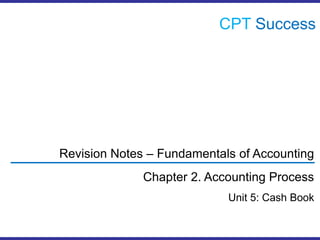 CPTSuccess Revision Notes – Fundamentals of Accounting Chapter 2. Accounting Process Unit 5: Cash Book 