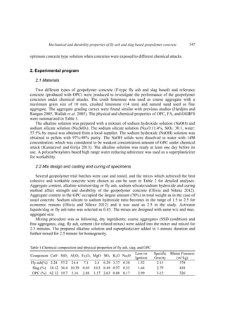 Mechanical and durability properties of fly ash and slag based ...