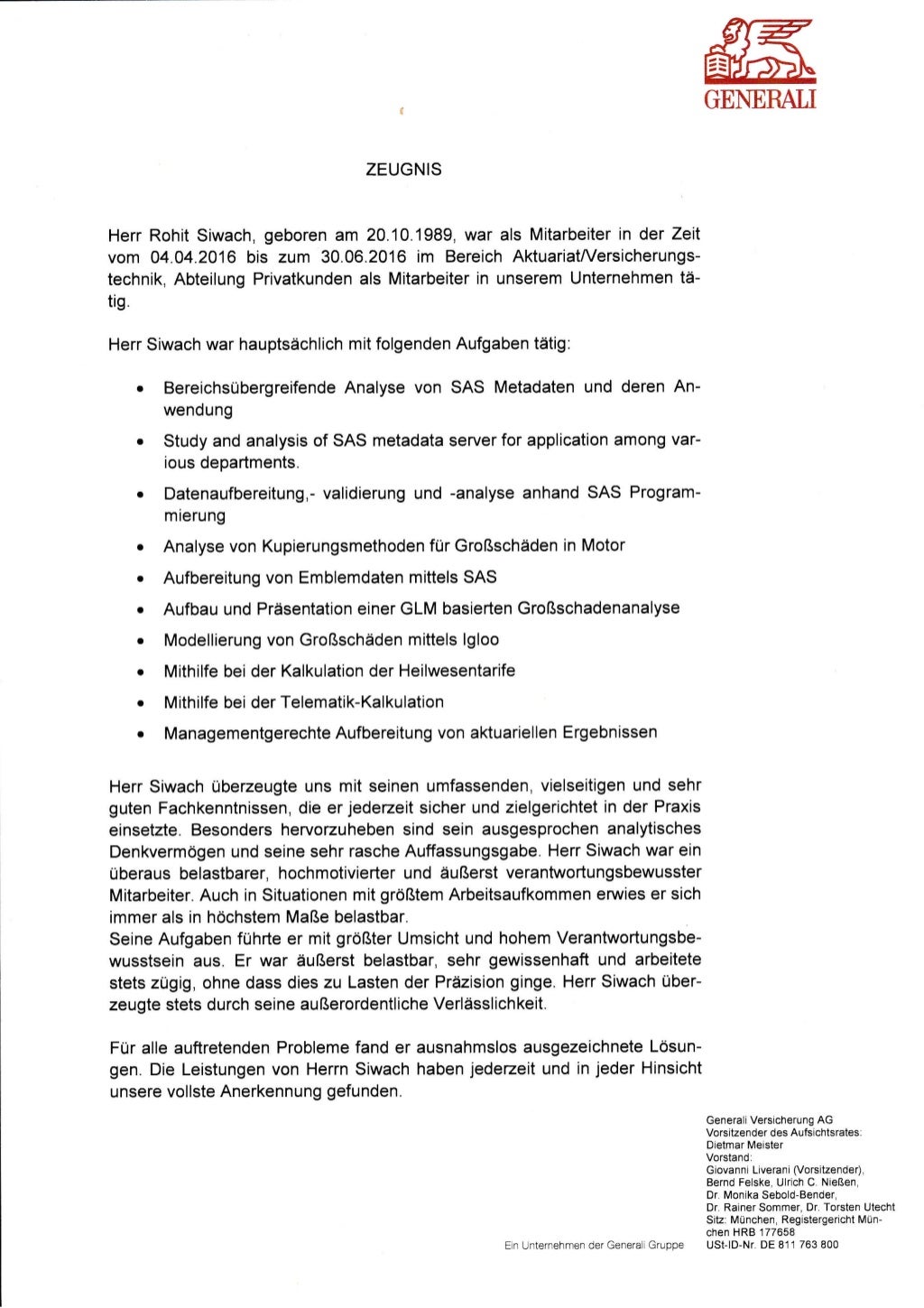 Arbeitszeugnis