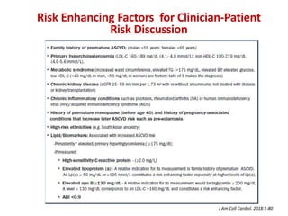 Risk Enhancing Factors for Clinician-Patient
Risk Discussion
J Am Coll Cardiol. 2018:1-80
 