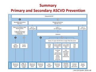 Summary
Primary and Secondary ASCVD Prevention
J Am Coll Cardiol. 2018:1-80
 