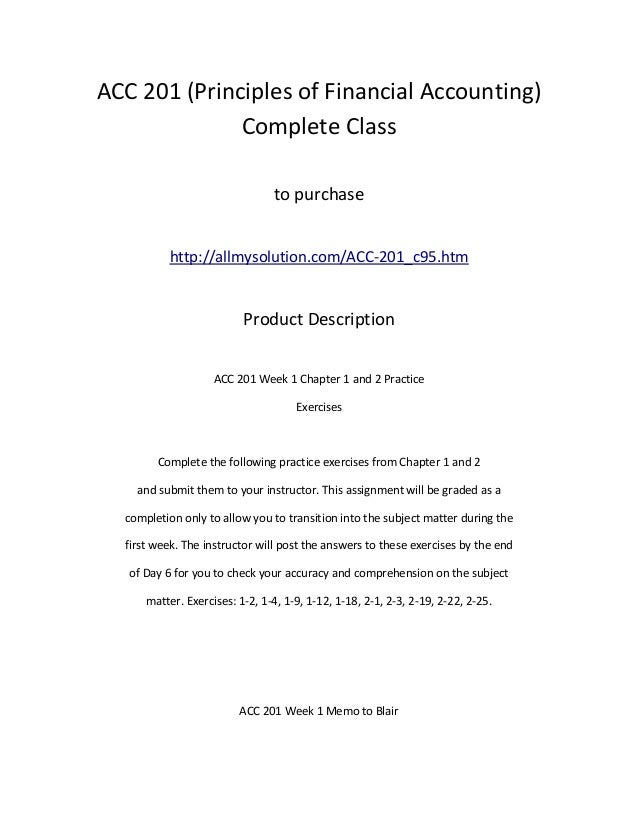 Acc 201 (principles of financial accounting) complete class