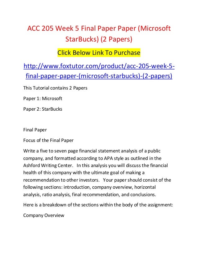 acc 205 week 5 final paper paper microsoft star bucks 2 papers