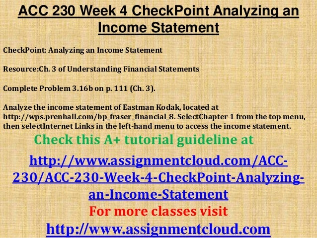 Acc 230 week 6 checkpoint analyzing statements essay 08 image