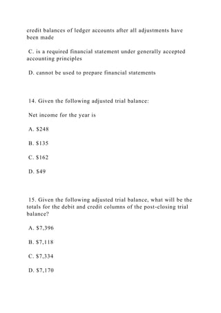 Acc 290 Final Exam MCQs) Which financial statement is used to de.docx