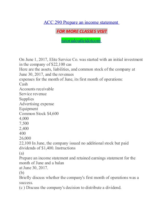 income statement service company
