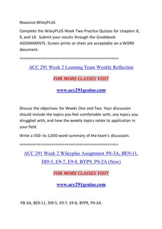 ACC 291 GENIUS Become Exceptional--acc291genius.com