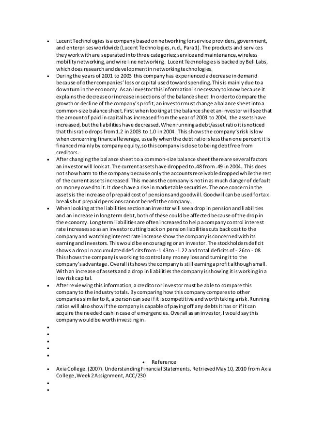 lucent technologies common size balance sheet Vertical analysis, also called common-size analysis, focuses on the the income statements and balance sheets of different sized companies. lucent technologies common size balance sheet Vertical analysis, also called common-size analysis, focuses on the the income statements and balance sheets of different sized companies.