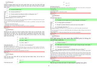 4
Câu15 [Góp ý]
Điểm : 1
Công ty Giggy đang xem xét một quyết định nên sửa hay thay thế một
thiết bị trong công ty. Khoản chi phí nào sau đây là thích hợp cho quyết
định này?
Chọn
một
câu
trả
lời
 A) Chi phícủa thiết bị mới
 B) Chi phí của thiết bị cũ
 C) Chi phí sửachữa, bảo dưỡng cho thiết bị cũ những năm trước
 D) Chi phímua các vật liệu sửachữa
Sai. Đáp án đúng là: Chi phí của thiết bị mới
Vì
Chi phí của thiết bị cũ và chi phí sửa chữa, bảo dưỡng cho thiết bị cũ những năm trước là chi phí
chìm nên không thích hợp cho việc ra quyết định.
Do vậy, chỉ có chi phí mua thiết bị mới là thích hợp cho việc ra quyết định, do thoả mãn hai tiêu
chuẩn:
· Chúng ảnh hưởng đến tương lai.
· Chúng khác nhau giữa các phương án so sánh.
Tham khảo: mục 7.3. Phân tích thông tin thích hợp cho việc ra quyết định
Không đúng
Điểm:0/1.
Câu16 [Góp ý]
Điểm : 1
Năng lực sản xuất của doanh nghiệp được đánh giá là rất dồi dào, hiệu
suất đầu tư cố định cao, cho phép doanh nghiệp có thể khai thác công
suất mức hòa vốn và do vậy khả năng đem lại lợi nhuận cao khi công
suất hòa vốn (h%):
Chọn một câu trả lời
 A) (h%) > 100%
 B) (h%) < 100%
 C) (h%) = 100%
 D) (h%) > tỷ lệ số dư đảm phí
Sai. Đáp án đúng là: (h%) < 100%
Vì: Nếu h% càng nhỏ hơn 100% càng thể hiện năng lực sản xuất của doanh nghiệp là rất dồi dào,
hiệu suất đầu tư cố định cao, cho phép doanh nghiệp có thể khai thác công suất mức hòa vốn và
do vậy khả năng đem lại lợi nhuận cao.
Tham khảo: mục 3.4.2.3 Xác định công suất hòa vốn, bài 3.
Không đúng
Điểm:0/1.
Câu17 [Góp ý]
Điểm : 1
Căn cứ vào mục đích để có các loại dự toán khác nhau, về cơ bản có
mấy loại dự toán:
Chọn một câu trả lời
 A) 1
 B) 2
 C) 3
 D) 4
Sai. Đáp án đúng là: 2
Vì: Các loại dự toán khác nhau phục vụ cho những mục đích khác nhau. Về cơ bản, có hai loại dự
toán sau đây:
1. Dự toán vốn
2. Dự toán chủ đạo
Tham khảo: mục 4.1.3 Các loại dự toán
Không đúng
Điểm:0/1.
Câu18 [Góp ý]
Điểm : 1
Chi phí thích hợp là:
Chọn
một
câu
trả
lời
 A) Các khoản chi phí tương lai mà có sự khác nhau giữa các phương án
 B) Là tương tự giữa các phương án
 C) Bao gồm các khoản tiền đã chi trả cho việc mua tài sản cố định
 D) Chỉ bao gồm dòng tiền ra
Sai. Đáp án đúng là: Các khoản chi phí tương lai mà có sự khác nhau giữa các phương án
Vì
Chi phí thích hợp là chi phí có sự chênh lệch giữa các phương án (đây là thông tin phù hợp cho
việc ra quyết định).
Tham khảo: mục 7.3 Phân tích thông tin thích hợp cho việc ra quyết định
Không đúng
Điểm:0/1.
Câu19 [Góp ý]
Điểm : 1
Cho biết thông tin nào dưới đây KHÔNG phải là thông tin
của kế toán quản trị:
Chọn
một
câu
trả
lời
 A) Hướng tới tương lai
 B) Nhấn mạnh tới các báo cáo tài chính cho người sử dụng bên ngoài doanh nghiệp
 C) Nhấn mạnh tới tính phù hợp
 D) Cung cấp các thông tin chi tiết về phần góp vốn của các cổ đông
Sai. Đáp án đúng là: Nhấn mạnh tới các báo cáo tài chính cho người sử dụng bên ngoài doanh
nghiệp
Vì: Kế toán quản trị nhấn mạnh đến sự thích hợp và tính linh hoạt của số liệu, thông tin được tổng
hợp phân tích theo nhiều góc độ khác nhau. Thông tin ít chú trọng đến sựchính xác mà mang tính
chất phản ánh xu hướng biến động, có tính dự báo vì vậy thông tin kế toán quản trị không nhấn
mạnh tới các báo cáo tài chính cho người sử dụng bên ngoài doanh nghiệp.
Tham khảo: mục 1.3.2 Khác nhau (Đặc điểm của thông tin)
Không đúng
Điểm:0/1.
Câu20 [Góp ý]
Điểm : 1
Nội dung cơ bản kế toán ở một doanh nghiệp bao gồm:
 