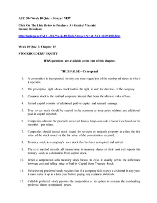 Acc 304 week 10 quiz – strayer new | DOCX