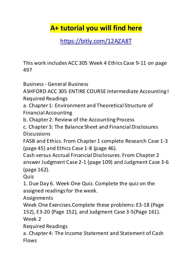 acc 305 intermediate accounting week 4 acc 305 intermediate accounting week 4