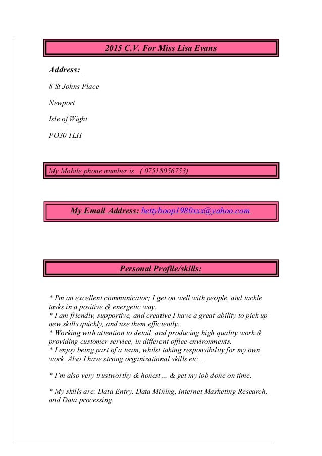 vip lisas c v 2015 for boots retail job retail job cv