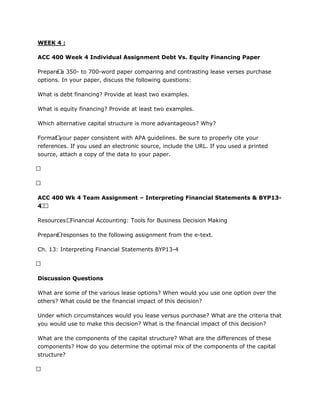 400 (accounting for decision making) uop class material | PDF
