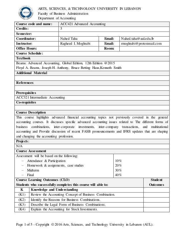 Acc421 Advanced Accounting Syllabus 2 - 