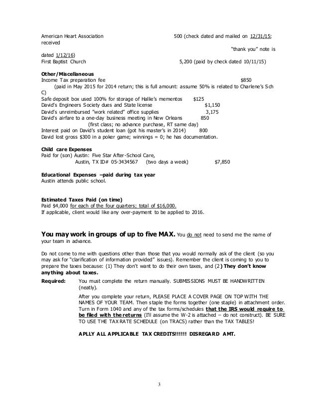 Acc 4328, individual tax tax return project 2 complete solutions