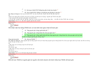  C) Giá mua có thuế GTGT không bao gồm chi phí vận chuyển
 D) Giá có thuế GTGT, không có chiphí thu mua, lắp đặt và chạy thử
Sai. Đáp án đúng là: Giá mua có thuế GTGT và các chi phí vận chuyển bốc dỡ lắp đặt chạy thử
Vì:
TSCĐ mua sắm (kể cả TSCĐ mua mới và TSCĐ mua đã qua sử dụng), nguyên giá TSCĐ bao gồm:
+ Giá mua ghi trên hoá đơn (bao gồm cả thuế GTGT).
+ Chi phí vận chuyển, bốc dỡ, lắp đặt, chạy thử, chi phí sửa chữa, cải tạo nâng cấp,… cho đến khi đưa TSCĐ vào sử dụng.
Tham khảo: mục 3.1.3.. Xác đinh nguyên giá tài sản cố định
Không đúng
Điểm: 0/1.
Câu7 [Góp ý]
Điểm : 1
Khi nhận viện trợ bằng TSCĐ căn cứ vào biên bản giao nhận kế toán ghi:
Chọn một câu trả lời
 A) Tăng nguyên giá và tăng nguồn kinh phí
 B) Tăng nguyên giá và tăng khoản thu chưa qua ngân sách
 C) Tăng nguyên giá và tăng nguồn kinh phí hoặc tăng nguyên giá và tăng khoản thu chưa qua ngân sách tùy thuộc
vào đã có chứng từ ghi thu ghi chihay chưa
 D) Ghi vào TK 002
Sai. Đáp án đúng là: Tăng nguyên giá và tăng nguồn kinh phí hoặc tăng nguyên giá và tăng khoản thu chưa qua ngân sách tùy thuộc vào đã có chứng
từ ghi thu ghi chi hay chưa
Vì:
+ Nếu viện trợ có chứng từ ghi thu kế toán ghi:
Nợ TK 211
Có TK 461, 462
+ Nếu viện trợ chưa chứng từ ghi thu kế toán ghi:
Nợ TK 211
Có TK 521 (5211)
Tham khảo: mục 3.3.3.2 Kế toán tăng tài sản cố định
Không đúng
Điểm: 0/1.
Câu8 [Góp ý]
Điểm : 1
Đối với các TSCĐ có nguồn gốc từ nguồn vốn kinh doanh, khi trích khấu hao TSCĐ, kế toán ghi:
 