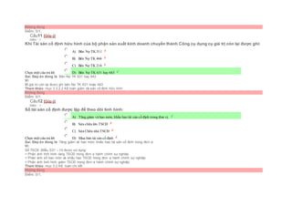Không đúng
Điểm: 0/1.
Câu11 [Góp ý]
Điểm : 1
Khi Tài sản cố định hữu hình của bộ phận sản xuất kinh doanh chuyển thành Công cụ dụng cụ giá trị còn lại được ghi:
Chọn một câu trả lời
 A) Bên Nợ TK 511
 B) Bên Nợ TK 466
 C) Bên Nợ TK 214
 D) Bên Nợ TK 631 hay 643
Sai. Đáp án đúng là: Bên Nợ TK 631 hay 643
Vì:
Vì giá trị còn lại được ghi bên Nợ TK 631 hoặc 643
Tham khảo: mục 3.3.2.2 Kế toán giảm tài sản cố định hữu hình
Không đúng
Điểm: 0/1.
Câu12 [Góp ý]
Điểm : 1
Sổ tài sản cố định được lập để theo dõi tình hình:
Chọn một câu trả lời
 A) Tăng giảm và hao mòn, khấu hao tài sản cố định trong đơn vị.
 B) Sửa chữa lớn TSCĐ
 C) Sửa Chữa nhỏ TSCĐ
 D) Mua bán tài sản cố định
Sai. Đáp án đúng là: Tăng giảm và hao mòn, khấu hao tài sản cố định trong đơn vị
Vì:
Sổ TSCĐ (Mẫu S31 – H) được sử dụng:
+ Phản ánh tình hình tăng TSCĐ trong đơn vị hành chính sự nghiệp
+ Phản ánh số hao mòn và khấu hao TSCĐ trong đơn vị hành chính sự nghiệp
+ Phản ánh tình hình giảm TSCĐ trong đơn vị hành chính sự nghiệp
Tham khảo: mục 3.2.Kế toán chi tiết
Không đúng
Điểm: 0/1.
 