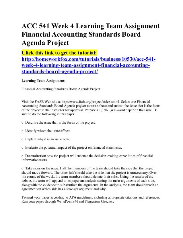 Accounting standards assignment