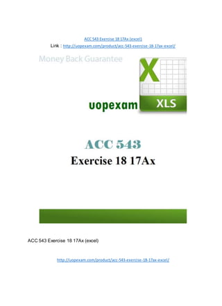 ACC 543 Exercise 18 17Ax (excel) 2015 version | DOCX