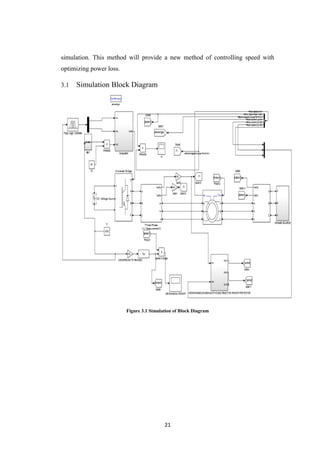 21
simulation. This method will provide a new method of controlling speed with
optimizing power loss.
3.1 Simulation Block Diagram
Figure 3.1 Simulation of Block Diagram
 