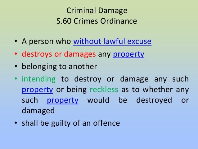 Gross Reckless Damage To Property Criminal Law Gross Reckless Damage To Property Criminal Law