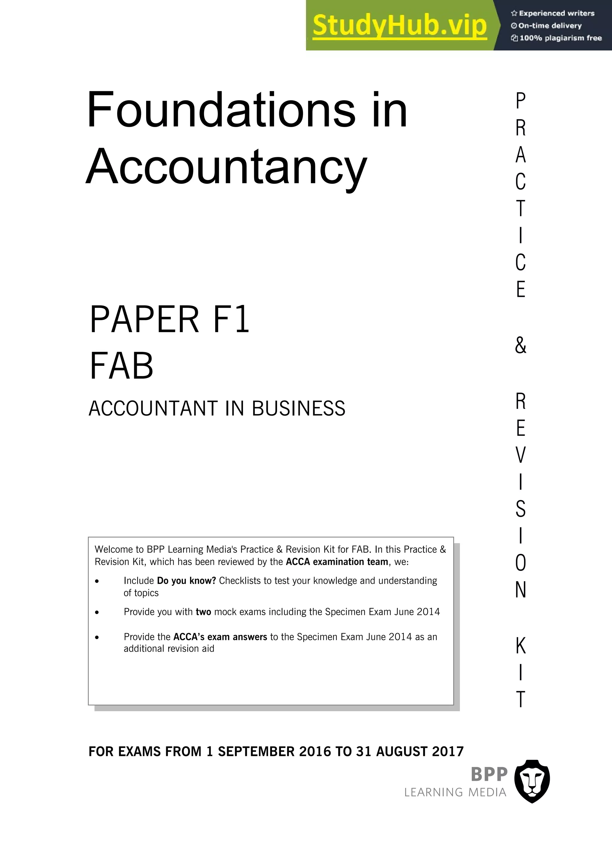 ACCA Approved Practice Revision Kit | PDF