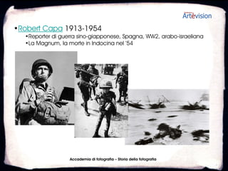 •Albert Renger-Patzsch 1897-1966
   •Neo-oggettivismo. Die Welt ist Schon (1928), foto di oggetti stile scientifico
   •Rappresentare l’essenza degli oggetti. Pubblicità e industria negli anni ‘30




                      Accademia di fotografia – Storia della fotografia
 