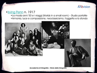 •Tina Modotti 1896-1942
   •Dallo schermo alla vita, la femme fatale
   •Messico, fotografia e comunismo, il Comintern e la guerra di Spagna




                    Accademia di fotografia – Storia della fotografia
 