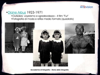 •Ansel Adams 1902-1984
  •B/N, profondità di campo, foto paesaggio, gruppo f/64
  •Straight photography contro il pittorialismo




                   Accademia di fotografia – Storia della fotografia
 