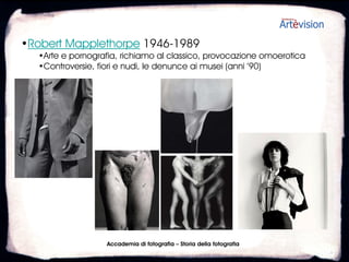 •Robert Capa 1913-1954
  •Reporter di guerra sino-giapponese, Spagna, WW2, arabo-israeliana
  •La Magnum, la morte in Indocina nel ‘54




                   Accademia di fotografia – Storia della fotografia
 