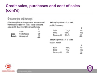 BPP LEARNING MEDIA
Credit sales, purchases and cost of sales
(cont'd)
 