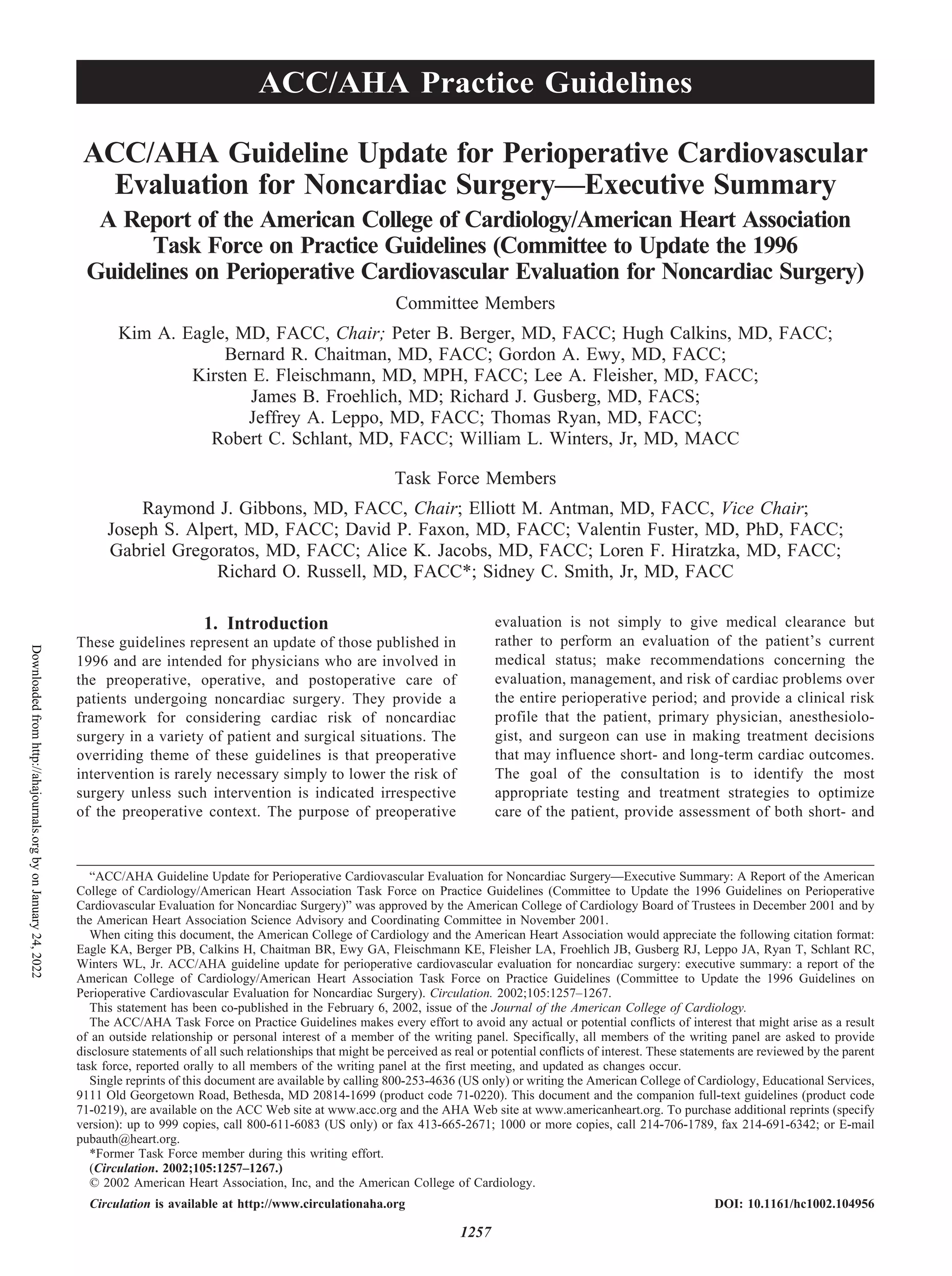 Acc:aha guideline update for perioperative cardiovascular evaluation ...