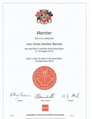Acca membership certificate