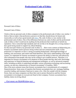 Acca Professional Ethics Module | PDF
