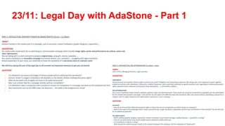 23/11: Legal Day with AdaStone - Part 1
 