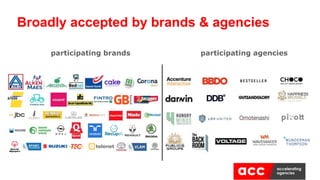 Broadly accepted by brands & agencies
participating brands participating agencies
 