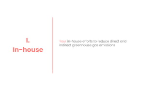 Your in-house efforts to reduce direct and
indirect greenhouse gas emissions
I.
In-house
 