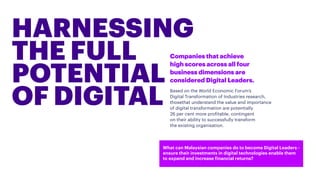 HARNESSING
THE FULL
POTENTIAL
OF DIGITAL
Companies that achieve
high scores across all four
business dimensions are
consid...